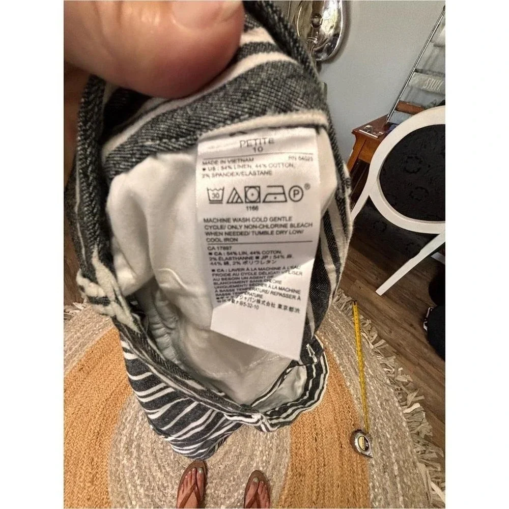 Banana Republic Avery Black White Vertical Stripe Chinos Pants Womens 10 Petite